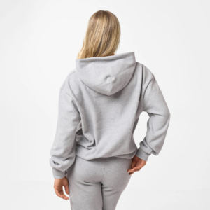 Ensemble de survêtement décontracté pour femmes en coton gris uni à 100% avec capuche et coupe ample en 2 pièces pour l'hiver - Product Image 5