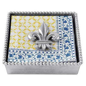 Panier et plateau de rangement de mouchoirs en papier élégants avec logo personnalisé plateau à serviettes de forme carrée nickelé avec poids solide artisanat en métal - Product Image 1