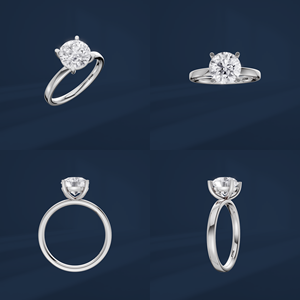 Bague de fiançailles classique en diamant rond brillant avec diamants pavés sur les côtés en platine PT950 pour femme - Product Image 6