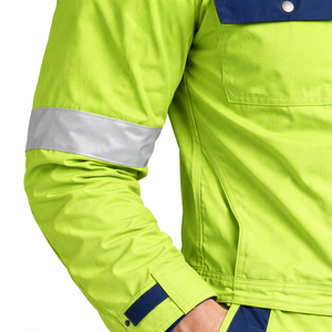 Combinaison de travail de sécurité en coton haute visibilité réfléchissante pour la construction, vêtements de protection durables - Product Image 3