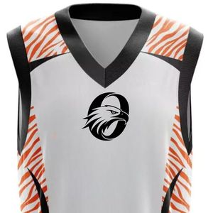 Maillot de basket-ball personnalisé blanc, orange et noir, sans manches, à séchage rapide, uniforme sportif d'équipe, vêtements de sport respirants, fournisseur OEM ODM - Product Image 3