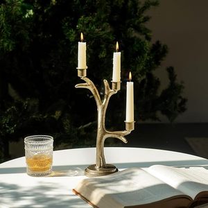 Luxury Geometric Metal Candle Holder Set with <b>White</b> Marble Base Modern Decorative Tabletop Centerpiece Decor - Product Image 6