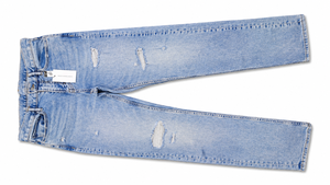 Jean en denim uni à taille mi-haute et coupe droite, délavé moyen, en coton léger, style décontracté pour homme, hiver et été - Product Image 2