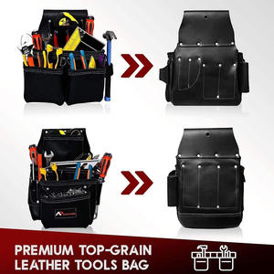 Ceinture porte-outils en cuir noir robuste pour électricien et charpentier, en cuir durable, à vendre - Product Image 5