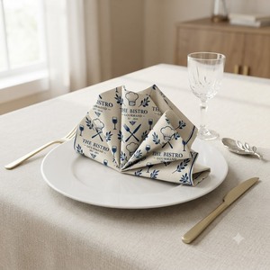 Premium Cotton Printed Napkin with Vintage <b>Teapot</b>, <b>Glass</b> & Tableware Design – French Bistro Style Dining Napkin for Home, Hotel - Product Image 5