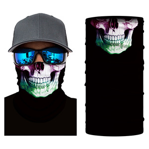 Crâne imprimé Bandana masque facial cou Tube tête enveloppement respirant UV bouclier cache-poussière cagoule pour moto cyclisme utilisation en plein air - Product Image 1