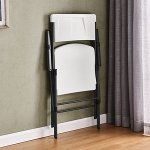 2 Pack sedia pieghevole in plastica commerciale bianca con braccioli per uso interno ed esterno - Product Image 4