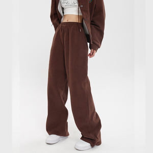 Pantalones casuales de forro polar personalizados para mujer al por mayor, estilo jogger de pierna ancha y corte recto, ideales para el invierno y un look relajado. - Product Image 6