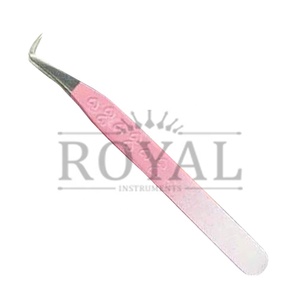 Pince à épiler royale, la meilleure, à pointe en fibre incurvée à 90 degrés, motif cœur imprimé, en acier inoxydable durable, anti-magnétique, pour cils - Product Image 2