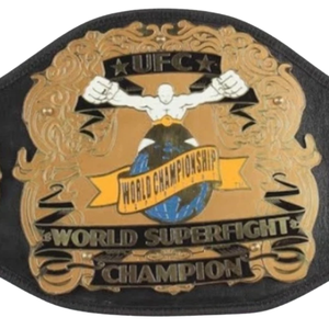 Cinturón de Campeonato Mundial de Superpelea de la UFC, Diseño en Cuero Negro, Dorado y Azul, Cinturón de Título de Primera Calidad para Fanáticos y Coleccionistas de MMA - Product Image 2