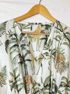 Printed Cotton <b>Kaftan</b> for Women Jungle Safari Giraffe Design Loose Beach Wear Maxi Dress - Product Image 2