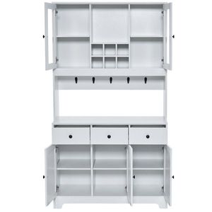 Simple White 100x40x180cm <b>Sideboard</b> with Drawers and Wine Shelf Triamine Veneer Acrylic Door Particleboard-for Home or Office - Product Image 3