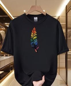 เสื้อยืดพิมพ์ลายสกรีนผ้าไหมเนื้อนุ่มพิเศษสำหรับผู้ชาย สวมใส่สบาย เหมาะสำหรับฤดูร้อน เป็นมิตรกับสิ่งแวดล้อม ตกแต่งด้วยผ้าเดนิม ผ้าบาติก และผ้าคอร์ดูรอย - Product Image 5