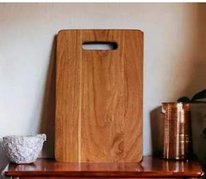 Tabla de cortar de madera gruesa y resistente para carne y verduras, tabla de picar de cocina, tabla de servir de madera con mango de agarre. - Product Image 2