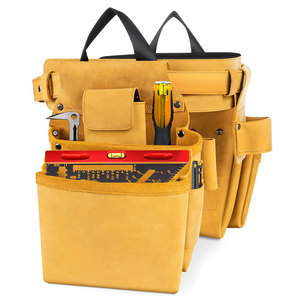 Heavy Duty Tool <b>Belt</b> with Multiple Pockets Adjustable Straps <b>Tan</b> Color Durable <b>Waist</b> Bag for Construction Workers - Product Image 5