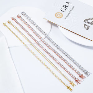 Pulseras de Diamantes de Corte Brillante Redondo de Lujo, Chapadas en Oro Rosa, Sintéticas, Cultivadas en Laboratorio, Unisex, para Uso Diario - Product Image 2