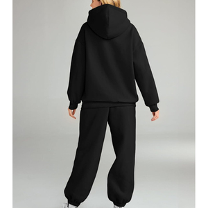 Ensemble de survêtement surdimensionné gris clair pour femme, qualité supérieure, en molleton de coton, avec sweat à capuche et pantalon de survêtement pour femme, saison hivernale - Product Image 3