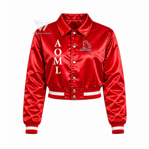 Custom Greek Delta | Sigma | Theta Sorority Clothing Embroidered Satin Crop Bomber <b>Jacket</b> College <b>Jacket</b> Greek Paraphernalia - Product Image 1