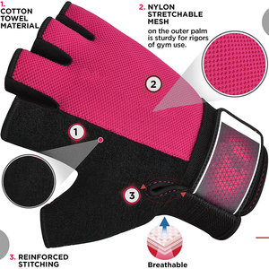 Gants de sport respirants en néoprène et cuir, demi-doigts, pour musculation unisexe, fabriqués au Pakistan - Product Image 6