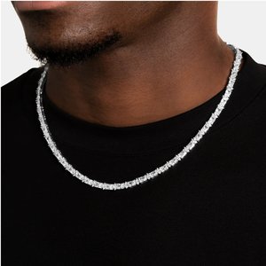 Collier élégant pour homme en moissanite, argent 925, plaqué rhodium, style hip-hop, bijoux de luxe de créateur, cadeau personnalisé étincelant - Product Image 1
