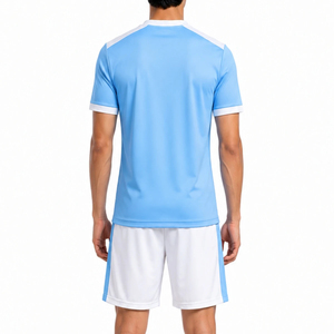 Custom Team Men's Light Blue V-Neck <b>Soccer</b> Jersey Short Sleeve Moisture Wicking Polyester Sport Apparel All Seasons Adult - Product Image 5