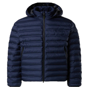 Veste d'hiver décontractée pour homme en laine bleu marine, à capuche, rembourrée en coton, coupe-vent, fermeture éclair, coupe classique - Product Image 4