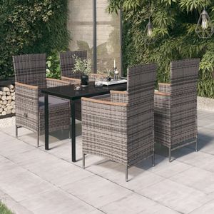 <b>Grey</b> Rattan Garden Dining Set 4 Seater Steel <b>Frame</b> Weather Resistant Outdoor Furniture Contemporary Design - Product Image 1