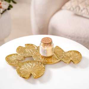 Table Perfection Gold Plated Leaf <b>Decorative</b> Tray Bohemian Style Plant Pattern Irregular Shape Single Piece Accent <b>Decor</b> - Product Image 6