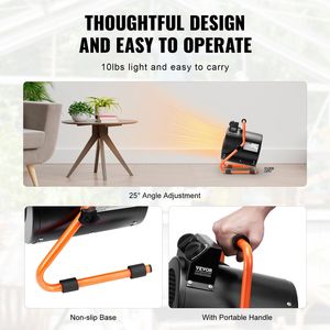 Stufa Elettrica Portatile da 1500W per Serre e Piccole Tende da Coltivazione, Riscaldamento Rapido con Protezione dal Surriscaldamento, 2 Velocità - Product Image 6