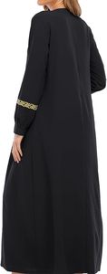 Robe Abaya noire pour femmes, manches longues, coupe ample, kaftan islamique long pour la prière et le quotidien - Product Image 4