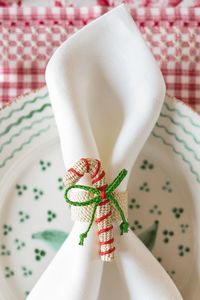 Unique Christmas Candy <b>Cane</b> Rattan Napkin Ring Set Hand-Knitted Decorative Tableware for Festive Holiday Home Dining Decor - Product Image 3