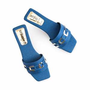 Azul marino Casual Mujer Sandalias de tacón CL1978 Slip-On Style - Product Image 1