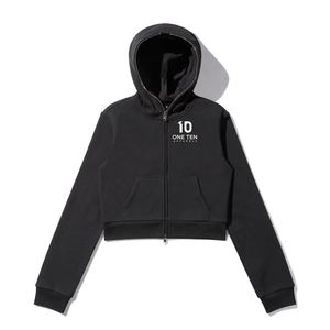 เสื้อฮู้ดครอปซิปเต็มตัว สีดำ ทรงโอเวอร์ไซส์ สไตล์สตรีทแวร์ สำหรับผู้หญิง มีซิปด้านหน้า แฟชั่นลำลอง - Product Image 1