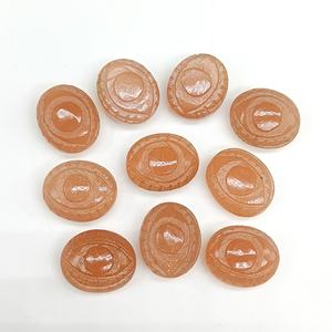 Natural Flashy Peach <b>Moonstone</b> Evil Eye Hand Carved Gemstone Beads For Jewelry Making 10x12mm <b>Moonstone</b> Carving Crystal Charms - Product Image 1