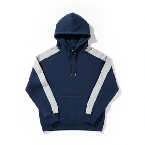 Sudadera con Capucha Azul Marino para Hombre, Manga Raglán, Forro Polar, Informal, con Bolsillo Delantero, Corte Regular, Ropa de Invierno - Product Image 1