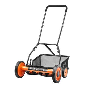Tosaerba a bobina a spinta manuale da 18 pollici con altezza regolabile a 5 pale e 4 ruote con raccoglitore d'erba - Product Image 1