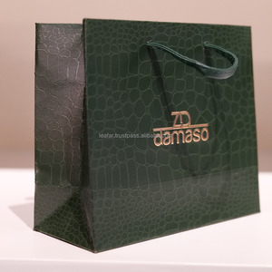 Sacs en papier écologique de luxe personnalisé pour montres bijoux et cosmétiques avec poignée en corde de cuir - Product Image 4