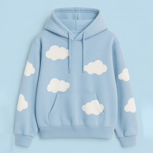 Shan Apparel Women's Light Blue 100% Cotton Eco-Friendly Casual Knitted Hoodie Sweatshirt with Pockets Regular Fit Summer Wear - Product Image 4