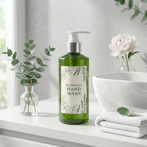 Flacon pompe rond en PET 300 ml, bouteille en plastique verte avec pompe pour shampoing, soins de la peau, emballage cosmétique, fabricant vietnamien - Product Image 2