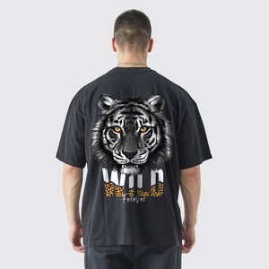 ผู้ผลิตเสื้อยืดคอโอโอเวอร์ไซส์แขนสั้นสีพื้นผ้าฝ้ายเจอร์ซีย์สำหรับผู้ชายแบบลำลองตามสั่ง OEM - Product Image 4