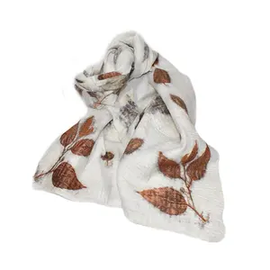 Silk and Merino wool Botanical Eco print Scarf fair made in Nepal/Eco print Shawl producers and export/High quality scarf