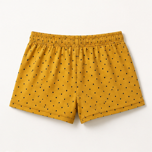 Custom Mustard Yellow Polka Dot Womens Relaxed Fit Drawstring <b>Lounge</b> <b>Shorts</b> Combed Cotton Jersey WPSHORT-0013 - Product Image 2