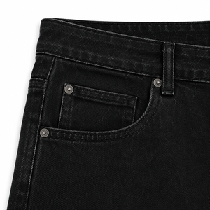 Pantalones Cortos Bermuda Negros para Hombre, Cintura Media, Estilo Casual Vintage de Mezclilla de Algodón, Cierre de Cremallera, Diseño con Bolsillos, Secado Rápido, Ecológicos - Product Image 2