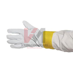 Gants d'apiculture professionnels de haute qualité, longs, en toile et cuir, pour une manipulation sûre des ruches et du miel - Product Image 1