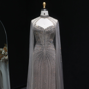 Jancember LSZ156 Vestidos <span class=keywords><strong>de</strong></span> Noche Elegantes <span class=keywords><strong>de</strong></span> Sirena con Cuentas <span class=keywords><strong>de</strong></span> Cristal y <span class=keywords><strong>Chal</strong></span> - Product Image 5