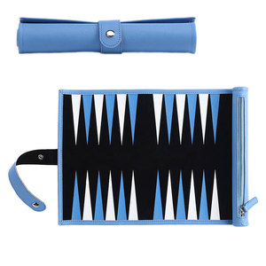 Backgammon de luxe sur mesure de haute qualité, en cuir noir et blanc, avec jetons. - Product Image 1