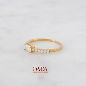 Elegant Emerald Cut Lab Grown Diamond Engagement <b>Ring</b> for Women Minimalist <b>Solitaire</b> Diamond Band Stackable Promise <b>Ring</b> - Product Image 4