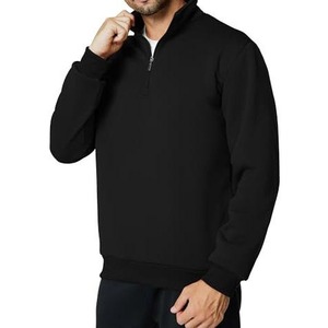 Sudadera Casual de Forro Polar con Cierre de Cremallera para Hombre, Color Negro Sólido, para Otoño, de Poliéster, Manga Larga - Product Image 4