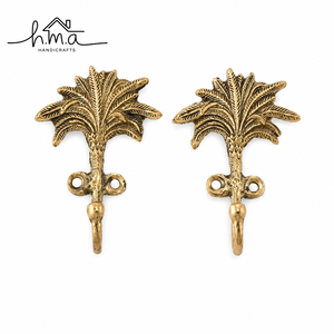 Handcrafted Solid Brass Palm Tree Wall Hook Tropical Decorative <b>Coat</b> Hook Key Holder Towel <b>Robe</b> Hanger Home Decor - Product Image 1