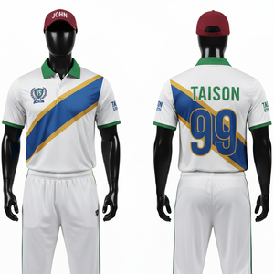 Camiseta de Cricket para Hombre, 150 GSM, Poliéster Transpirable, Gris Oscuro, Azul, Amarillo, Diseño Diagonal, Sublimación, Logotipo Personalizado, Uniforme de Equipo - Product Image 2